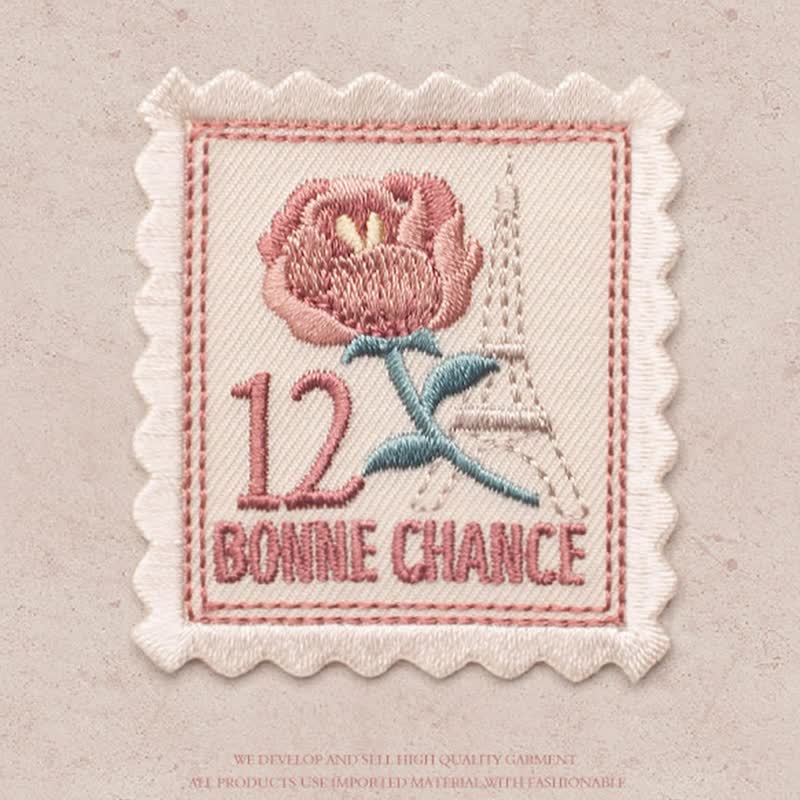 Vintage Embroidered Flower Patches Iron on Sew On| Patch France Stamps Applique