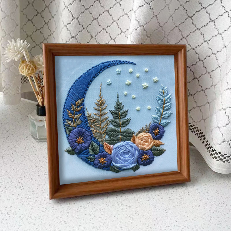 Rubbyoo Embroidery Kit - Floral Moom | Diy Celestial Craft | Perfect Home Decor  - Embroidery Kit Plus An Extra Frame - image 10