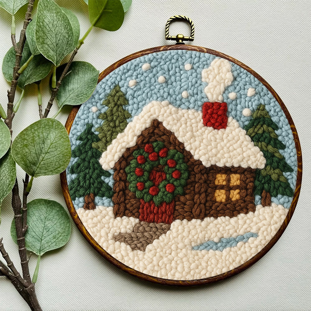 Snowy Cabin Punch Needle Kit – Beginner Winter Project | Handmade Holiday Idea - image 7
