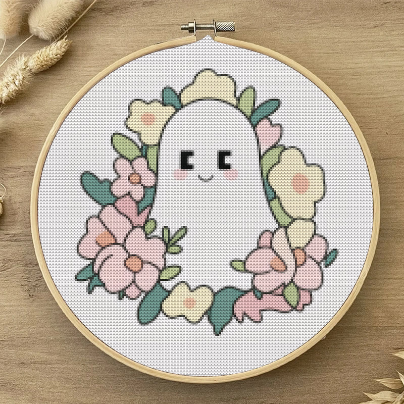  Cross Stitch Kit - Charming Ghost | Unique Floral Craft | Nice For Holiday Ornament - image 4