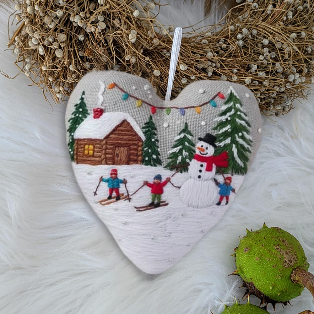 Rubbyoo Heart Embroidery Kit - Winter Snowman | Christmas Handmade Decor | Diy Holiday Gift - image 7