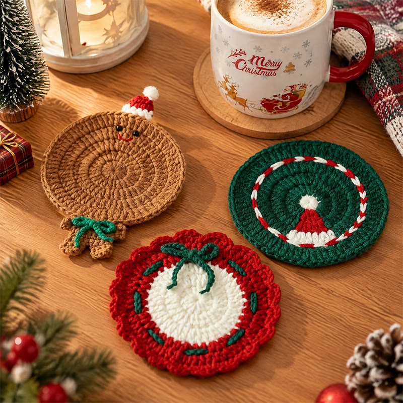 Rubbyoo Crochet Christmas Coasters – Handmade Seasonal Heat Insulation Pad | Cozy Festive Table Decor - image 1