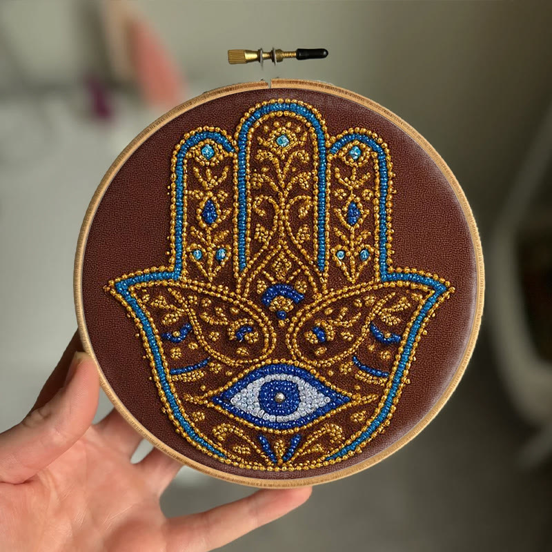 Rubbyoo Bead Embroidery Kit - Golden Hamsa | Diy Bead Artwork | Creative Gift For Crafters - image 5