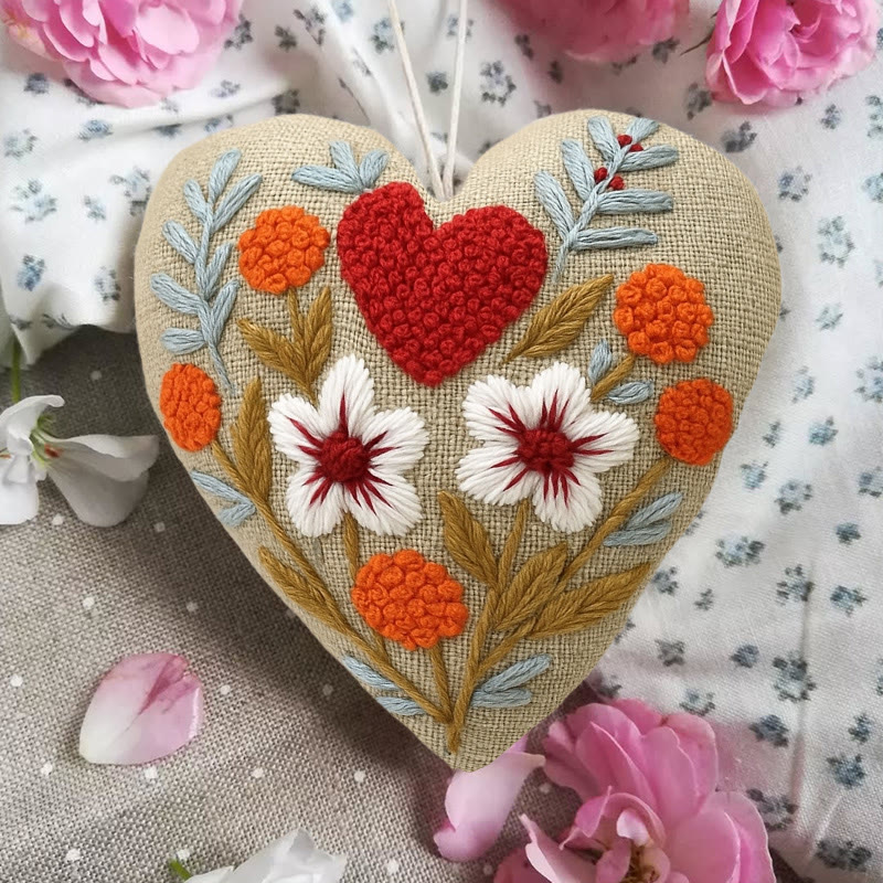 Rubbyoo Heart Embroidery Kit - Floral Love | Diy Hanging Craft For Lover | Perfect Handmade Ornament - image 5
