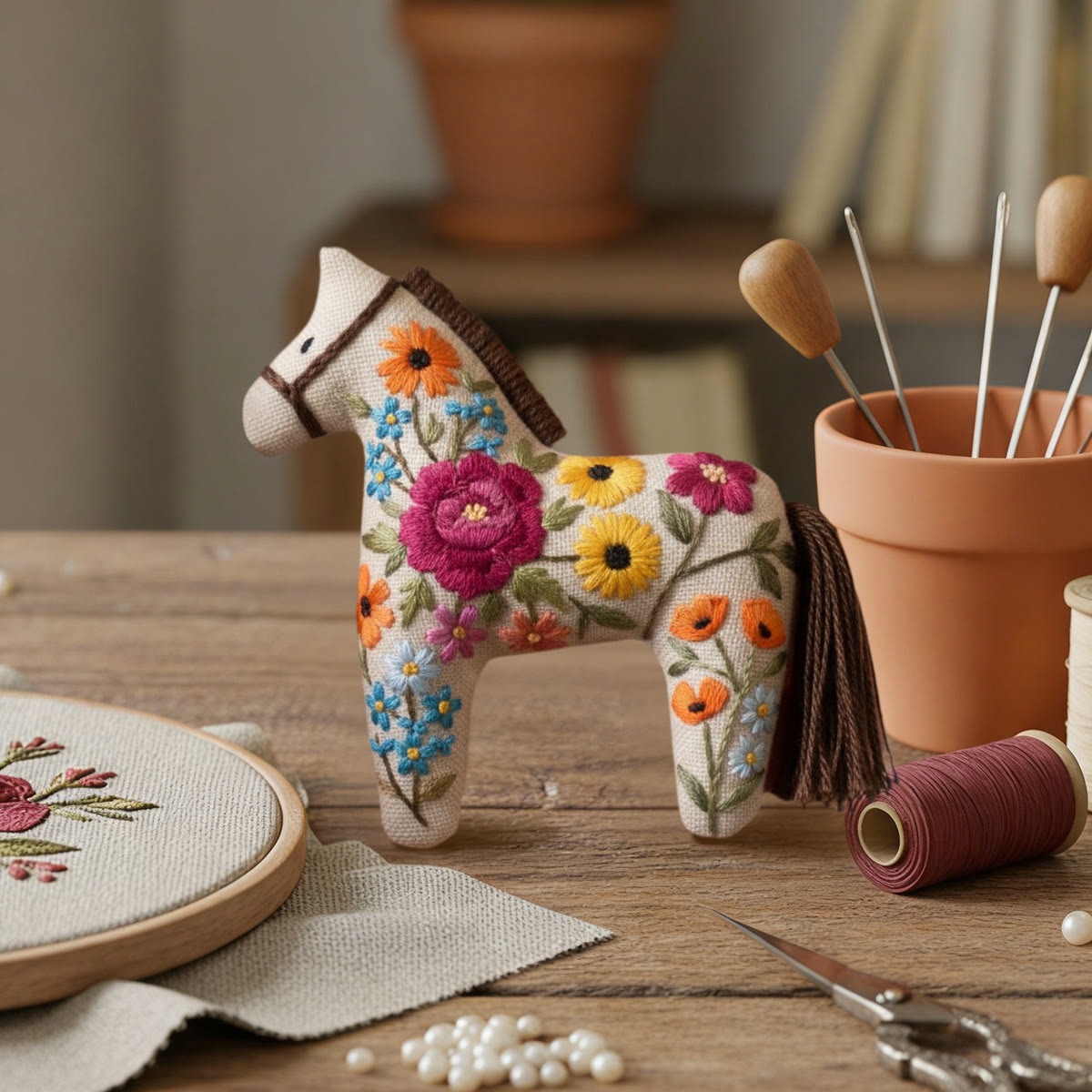 Rubbyoo Dala Horse Embroidery Kit - Garden | Sewing Handmade Gift | Bright Colours Pendant - image 6