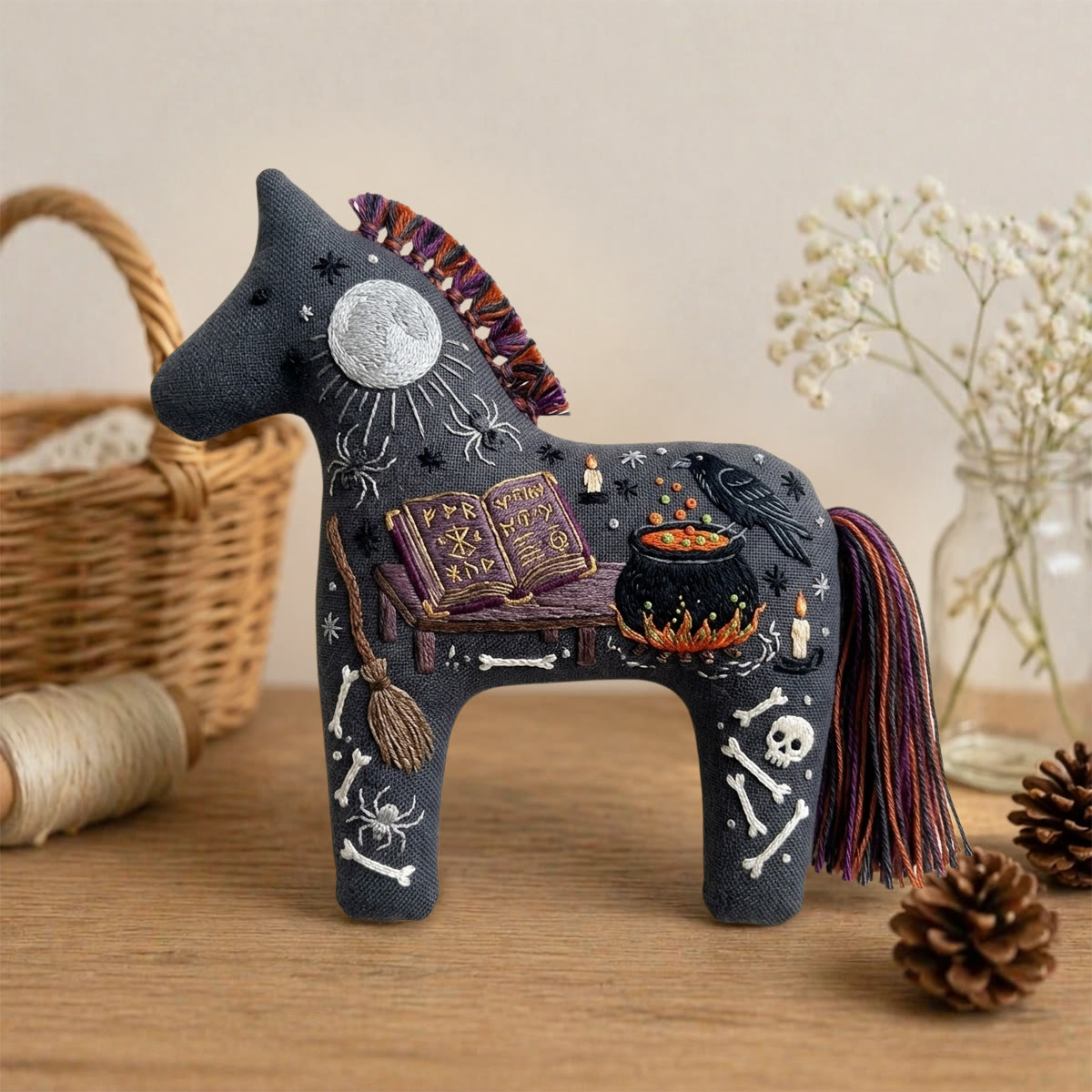 Rubbyoo Dala Horse Embroidery Kit - Witch's Cauldron | Gift For Bestie | Tiered Tray Decor - image 2