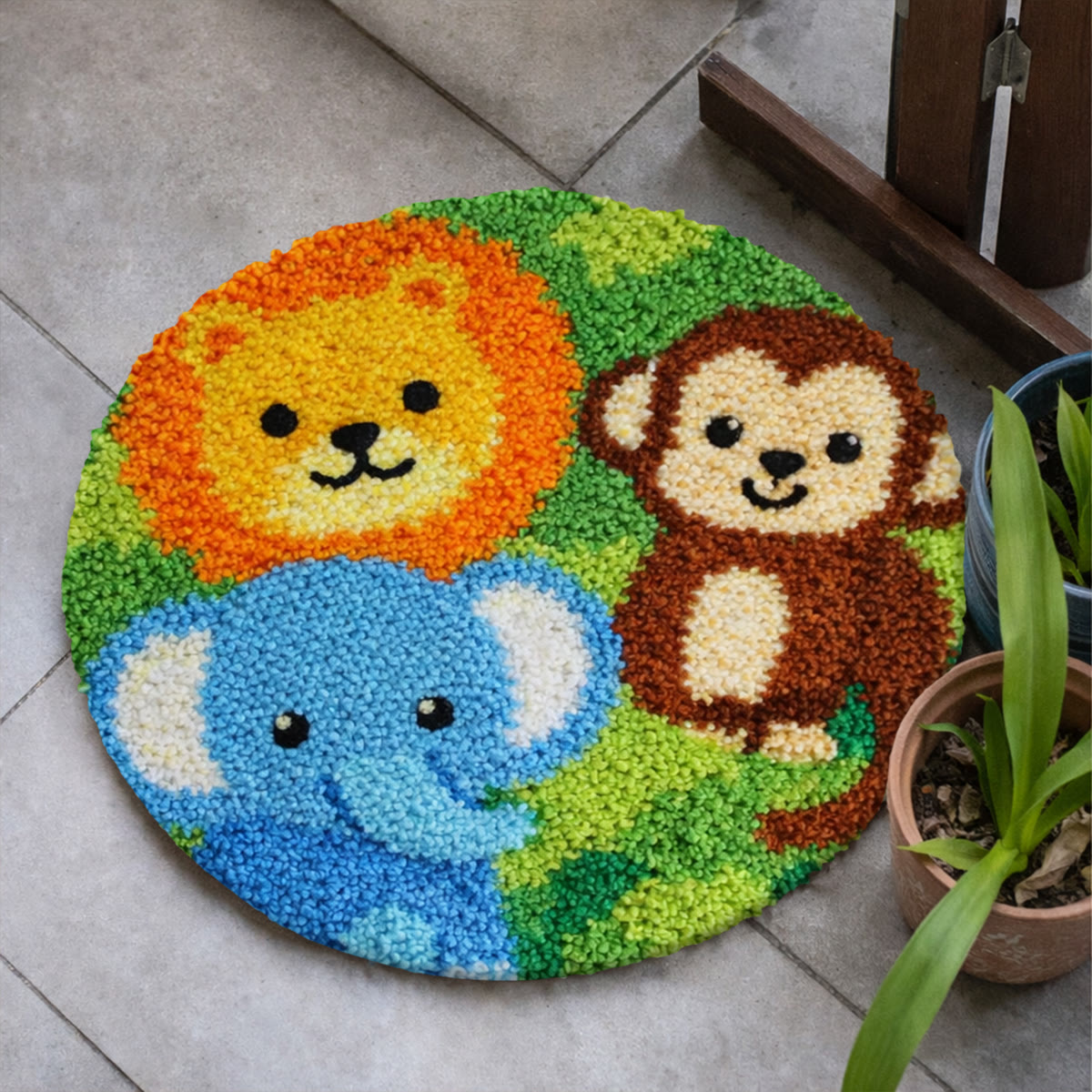 Rubbyoo Latch Hook Rug Kit - Zoo Party | Ideal Handmade Gift | Beginner-friendly Home Ornament - image 5