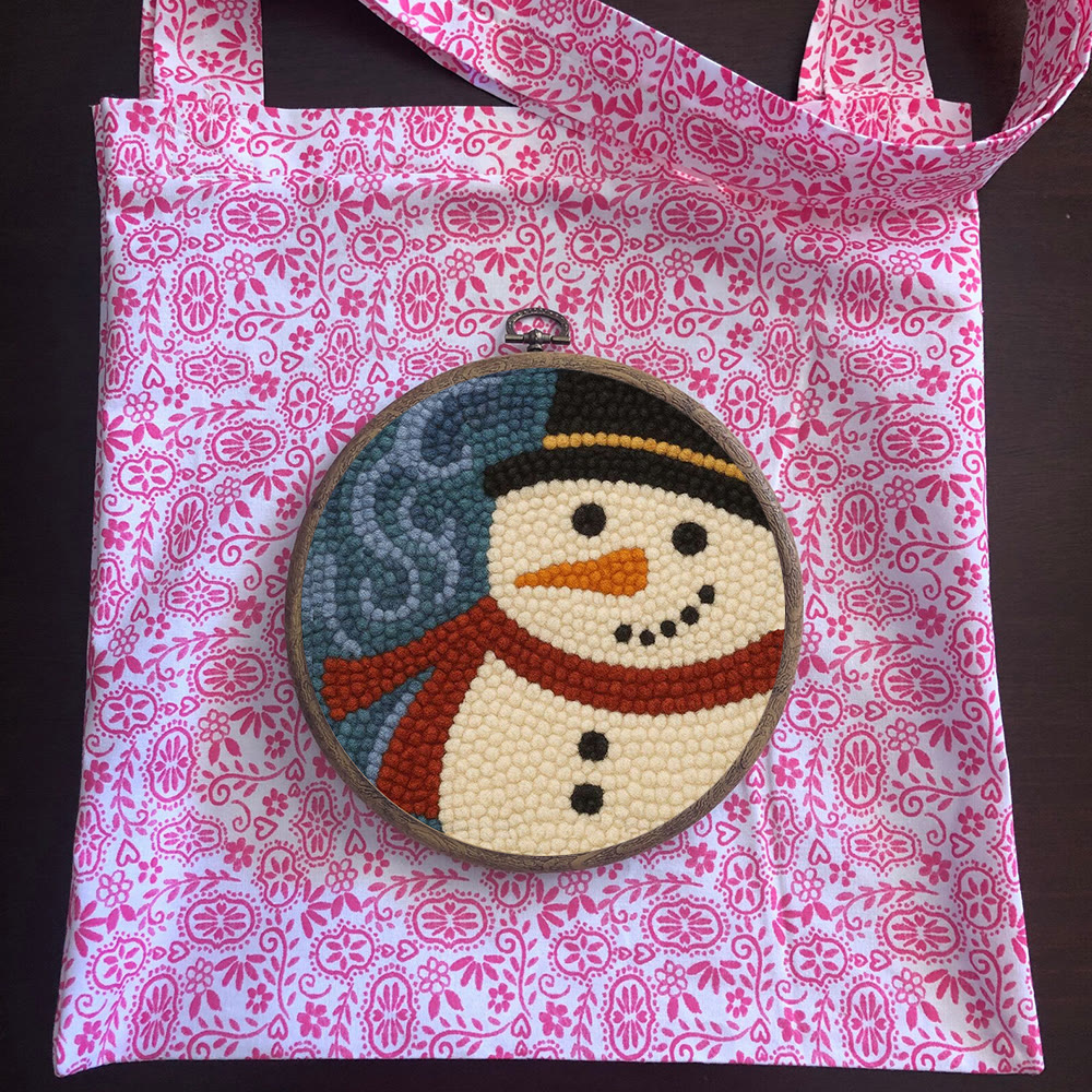 Christmas Snowman Punch Needle Kit - Diy Holiday Wall Decoration | Winter Yarn Craft - image 11