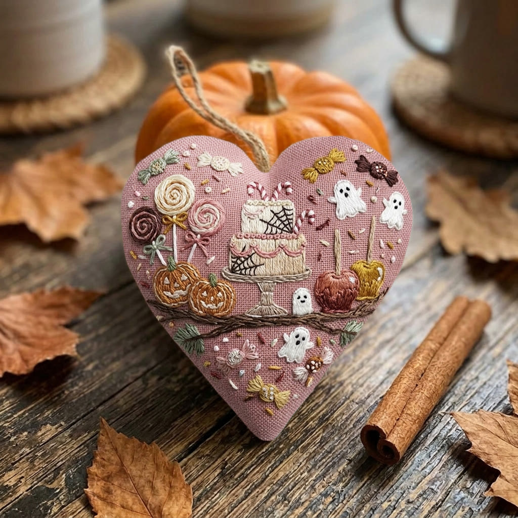 Rubbyoo Heart Embroidery Kit - Spiderweb Cake | Trick-or-treat Gift | Halloween Party Decor - image 3