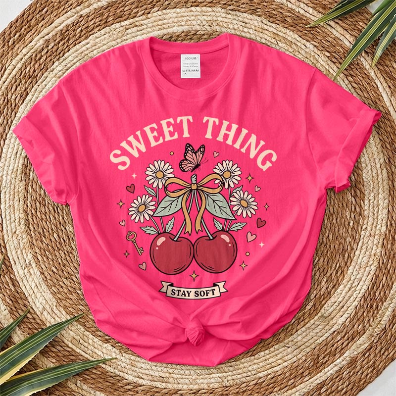 Rubbyoo Sweet Cheery Graphic Tee  - Perfect For Dating Outfit | Hand-drawn Style Cherry Graphic - Fuchsia - 2XL - image 10