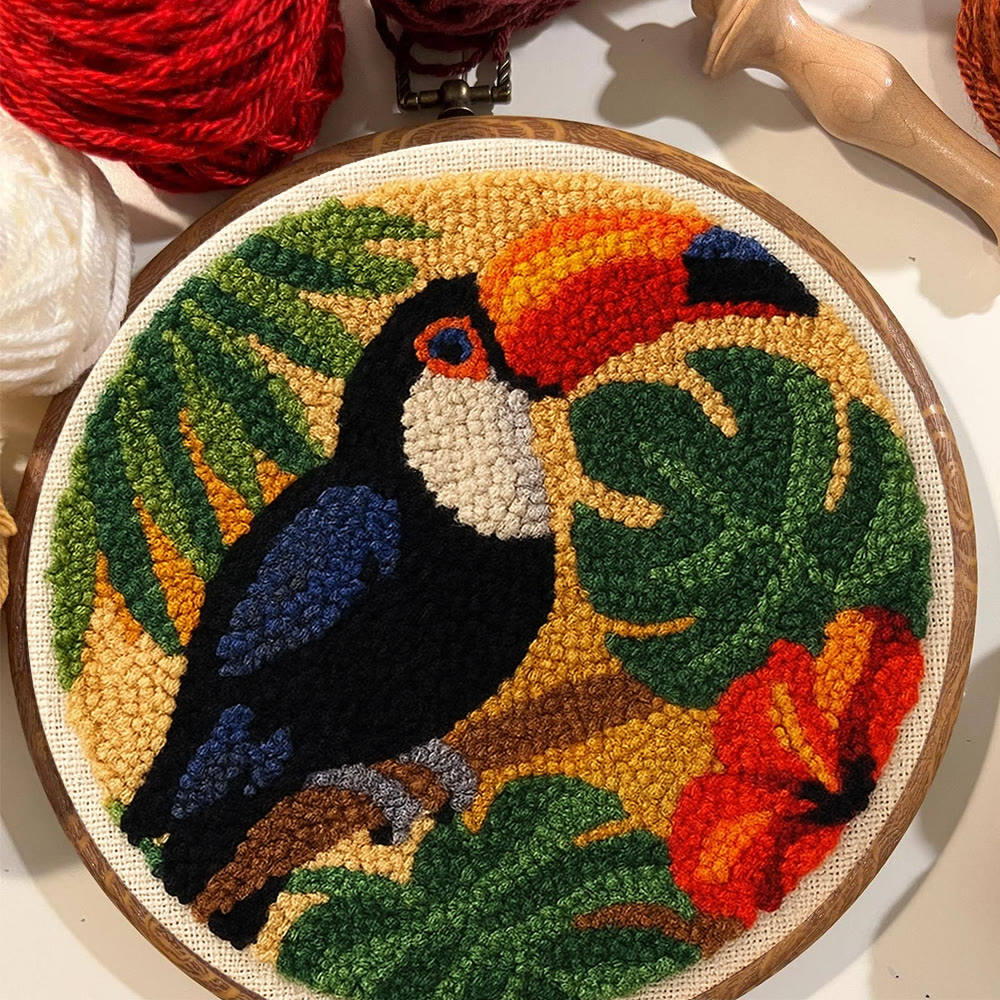 Toucan Tropical Punch Needle Kit - Easy Diy Kit | Exotic Handcraft Gift - image 8