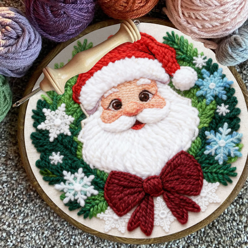 Happy Santa Claus Punch Needle Kit - Diy Beginner Handicraft | Christmas Tree Hanging Art - image 7