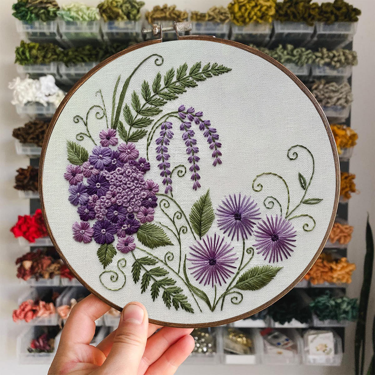 Rubbyoo Embroidery Kit - Purple Flower | Beginner Friendly Hoop Art | Gift For Her - image 6