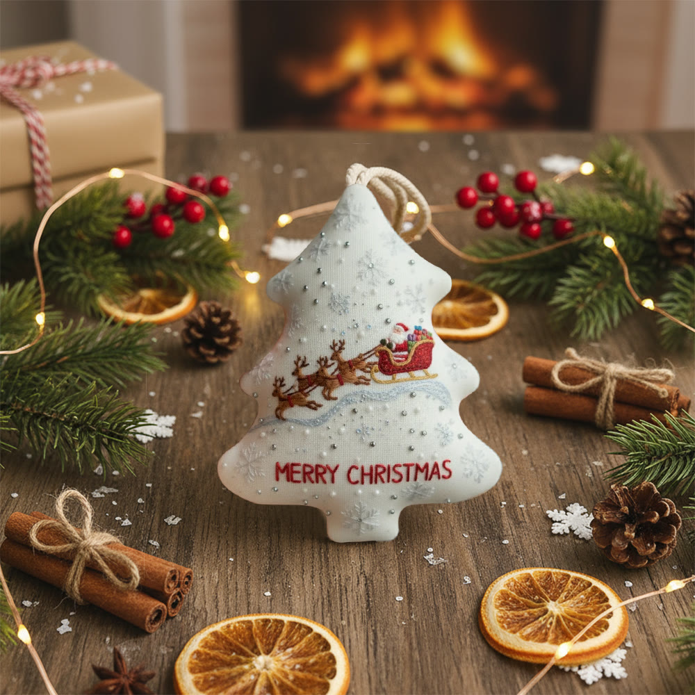 Rubbyoo Tree-shaped Embroidery Kit - Santa’s Sleigh Ride | Whimsical Embroidery Design | Heartwarming Christmas Keepsake - image 7