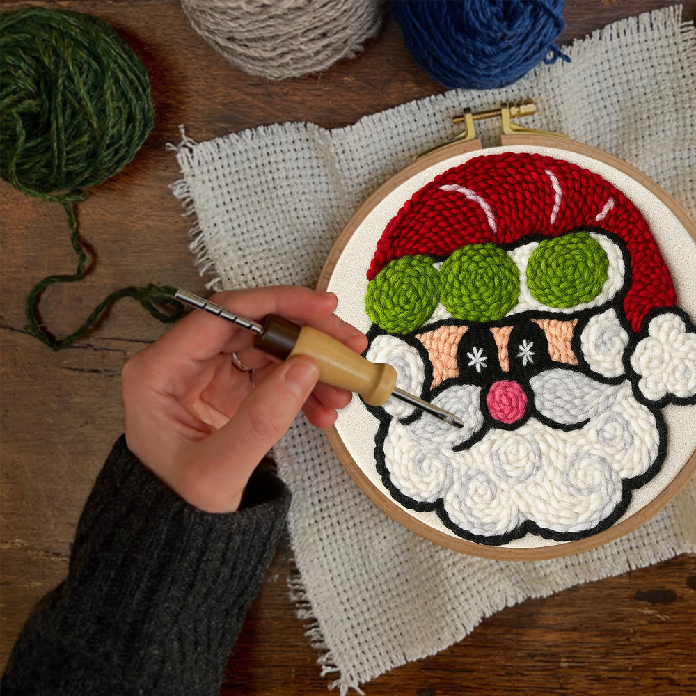  Santa Claus Punch Needle Kit - Adorable Christmas Craft | Perfect Handmade Holiday Gift - image 5