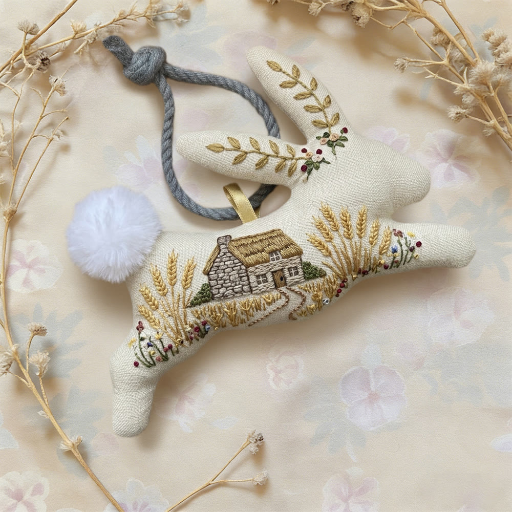 Rubbyoo Rabbit Embroidery Kit - Country House | Landscape Handmade Art | Diy Decorative Craft  - image 6