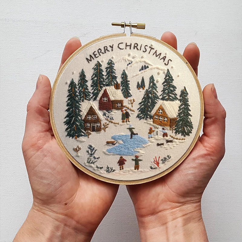 Rubbyoo Embroidery Kit - Snowy Village Scene | Handmade Crafts For Friends | Diy Christmas Needlepoint - image 7