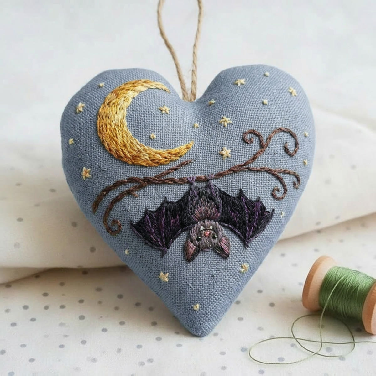 Rubbyoo Heart Embroidery Kit - Evil Bat | Halloween Hanging Decoration | Gothic Style Handmade Gift  - image 4