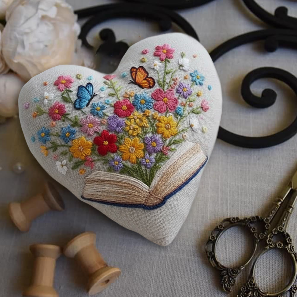 Rubbyoo Heart Embroidery Kit - Floral Book | Diy Stitch Art | Nice Gift For Book Lovers  - image 8