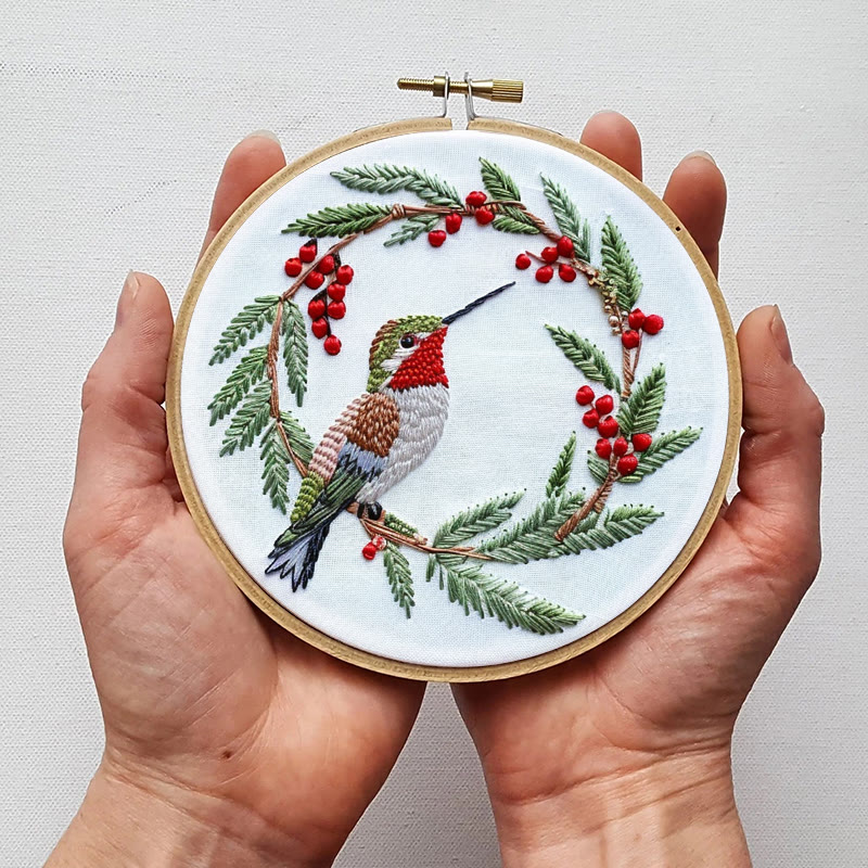 Rubbyoo Embroidery Kit- Christmas Hummingbird - image 3