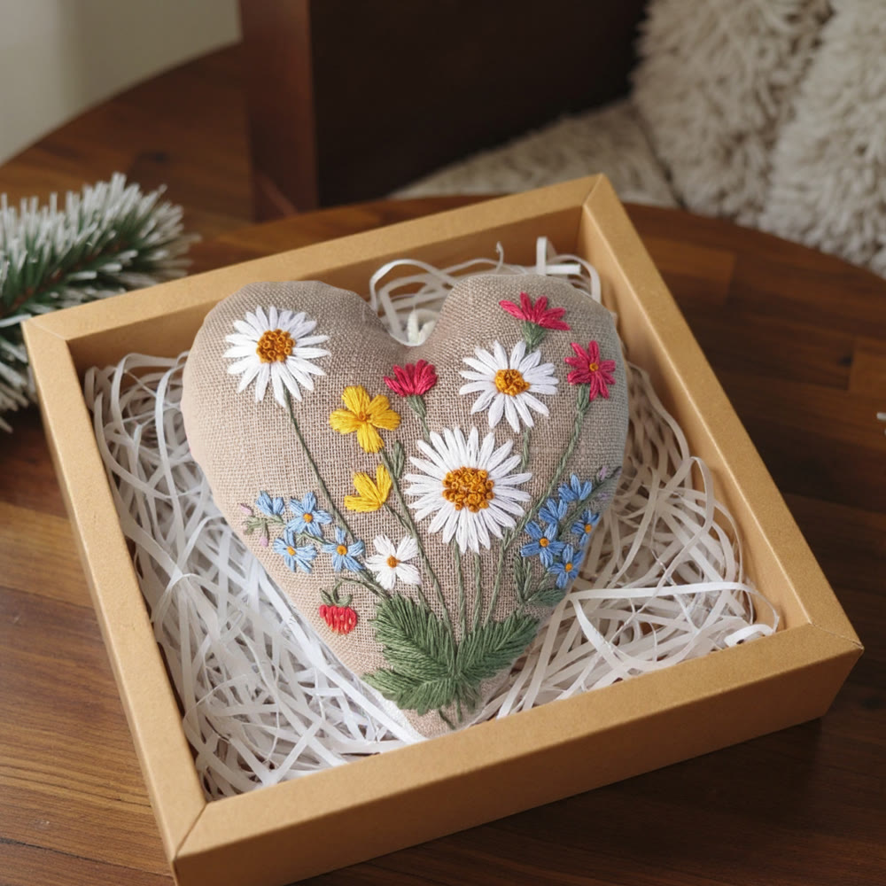 Rubbyoo Heart Embroidery Kit - Daisy Wildflower With Strawberry Motif | Beginner-easy Diy | Delightful Gifting Option - image 5