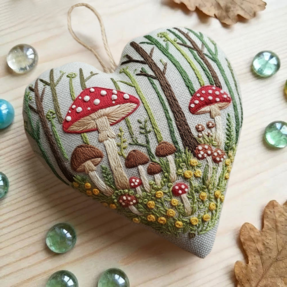Rubbyoo Heart Embroidery Kit - Mushroom Forest Cluster | Enchanting Handwork | Playful Home Addition - image 4