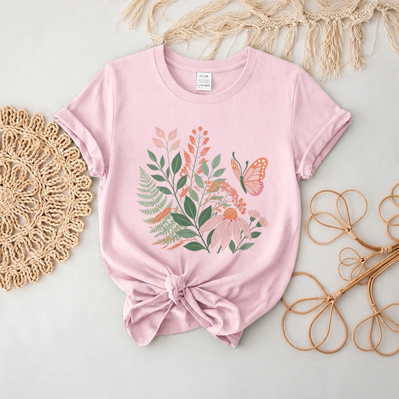 Rubbyoo Wonderful Garden  Graphic Tee  - Chic Botanical & Floral Motif  | Teacher's Sophisticated Outfit - Pink - 2XL - image 9