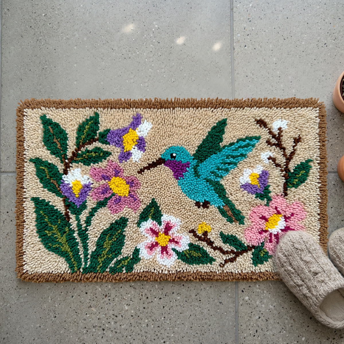Rubbyoo Latch Hook Rug Kit - Floral Bird | Animal Path Mat | Nice Housewarming Gift - image 7