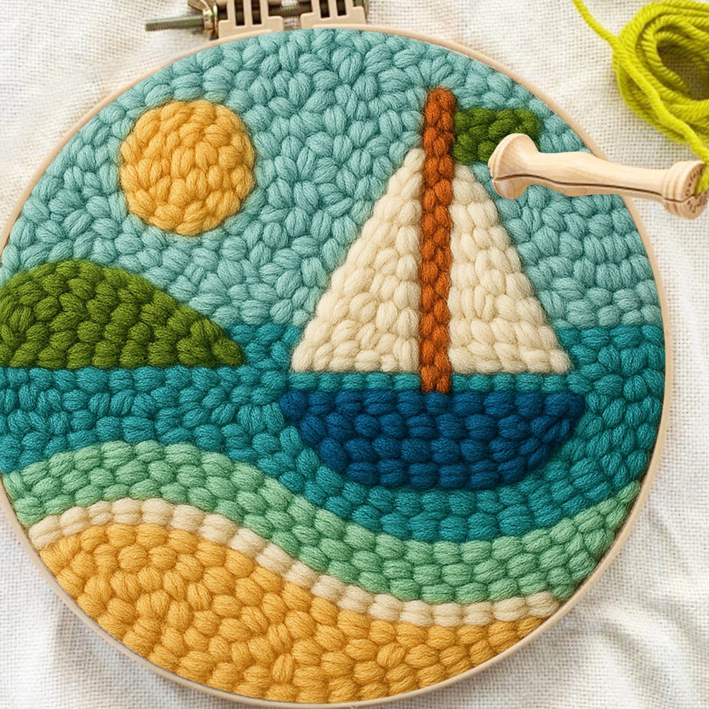 Coastal Sailboat Scene Punch Needle Kit – Novice-ready Handcraft | Charming Decor Accent - image 7