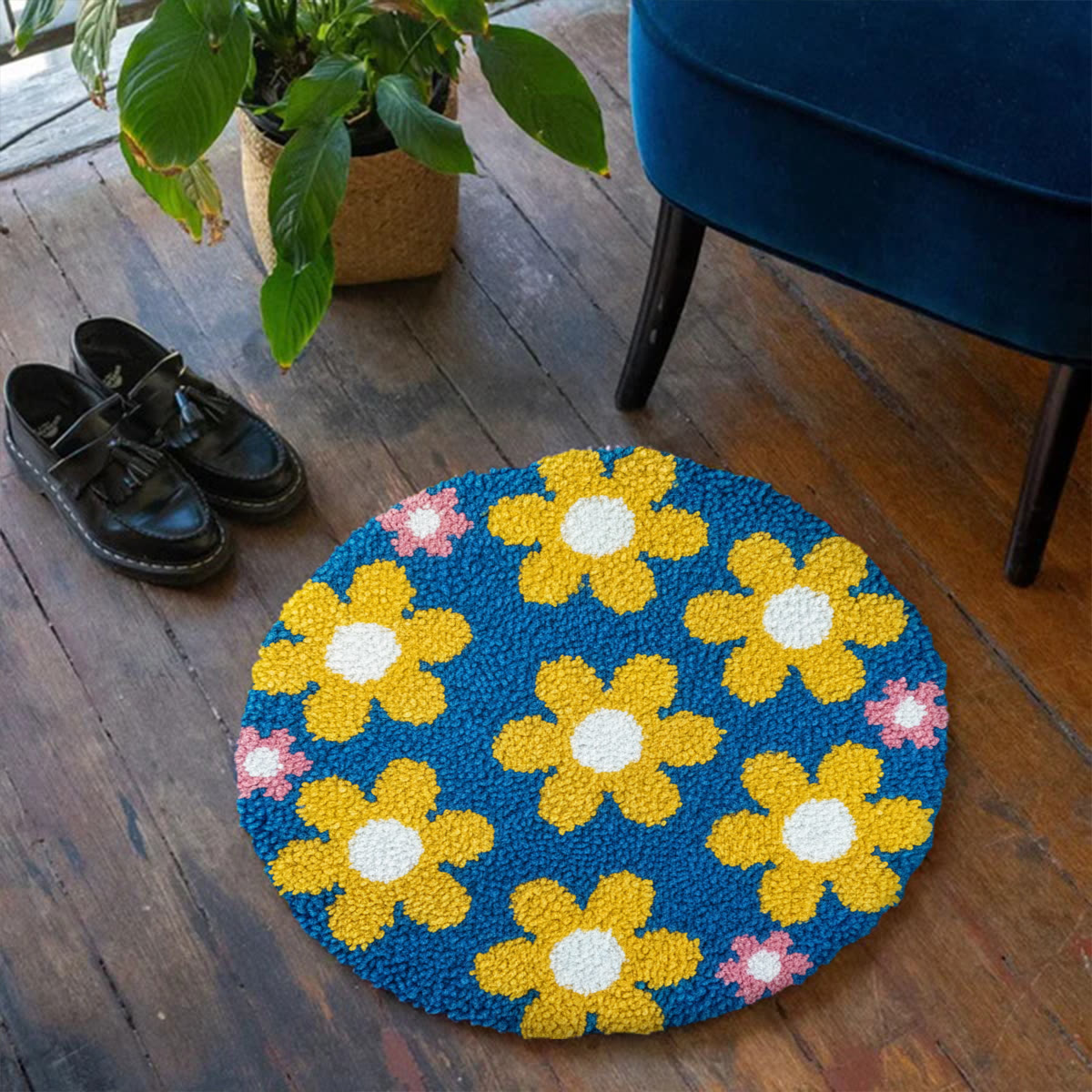 Rubbyoo Latch Hook Rug Kit - Yellow Flower | Charming Floral Craft | Diy Handmade Gift - image 4