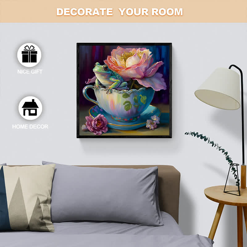 Frog in tea cup Tea  - Wooden Jigsaw Puzzle