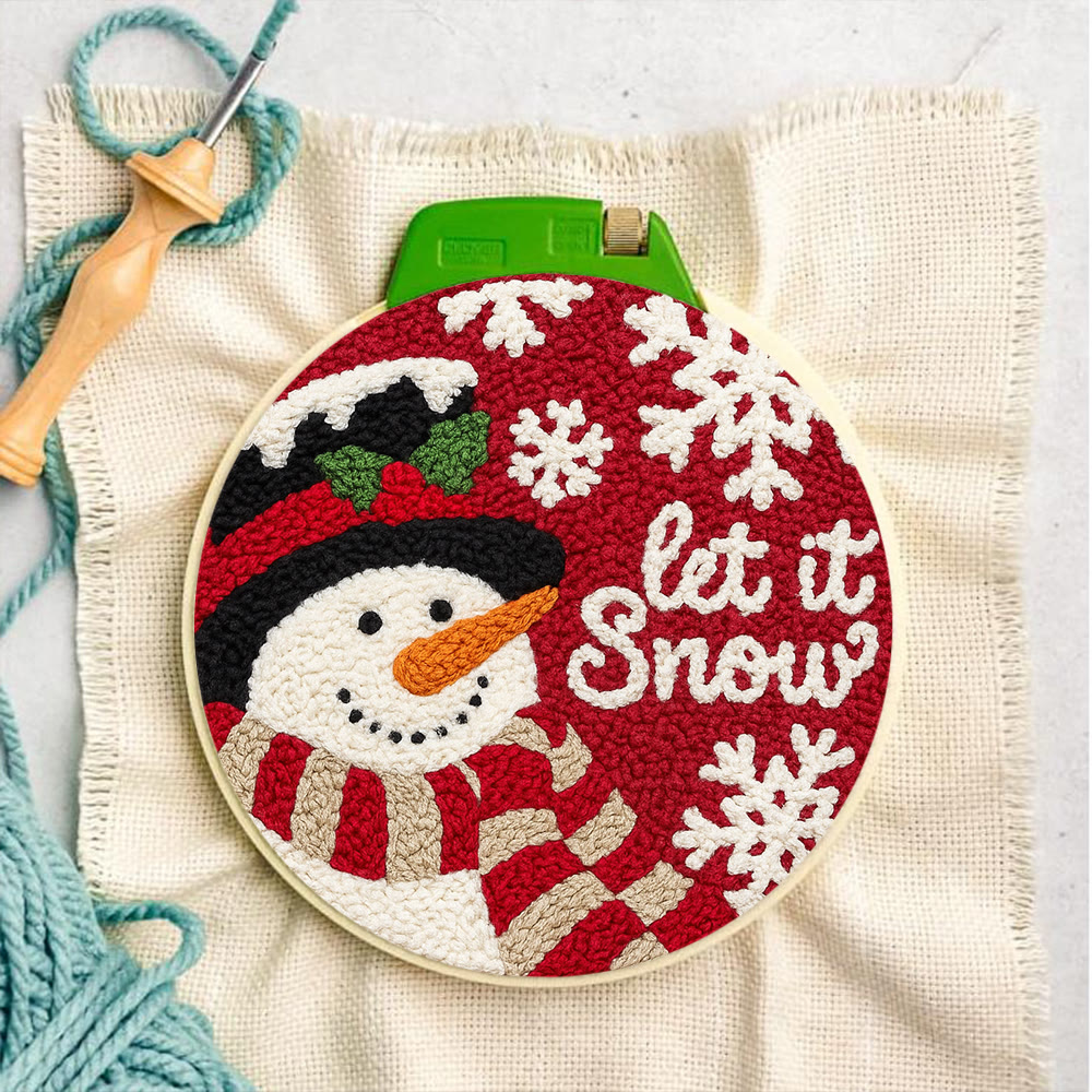 Happy  Snowman Punch Needle Kit - Diy Christmas Collection | Christmas Tree Hanging Art  - image 7
