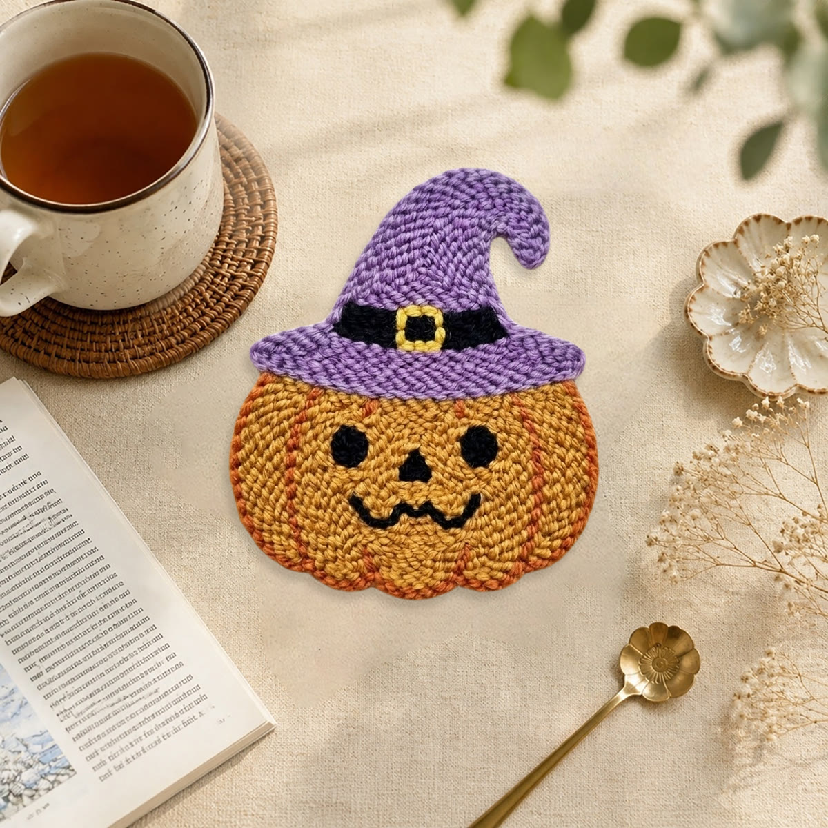 Magic Pumpkin  Punch Needle Kit - Whimsical Room Ornament | Special Halloween Atmosphere Coaster - image 8