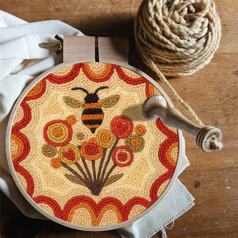  Little Bee Punch Needle Kit - Diy Needlework For Beginner | Unique Wall Hanging  - image 5