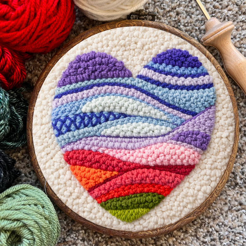 Vivid Heart Punch Needle Kit - Idea Handmade Craft | Perfect Gift For Mom - image 11