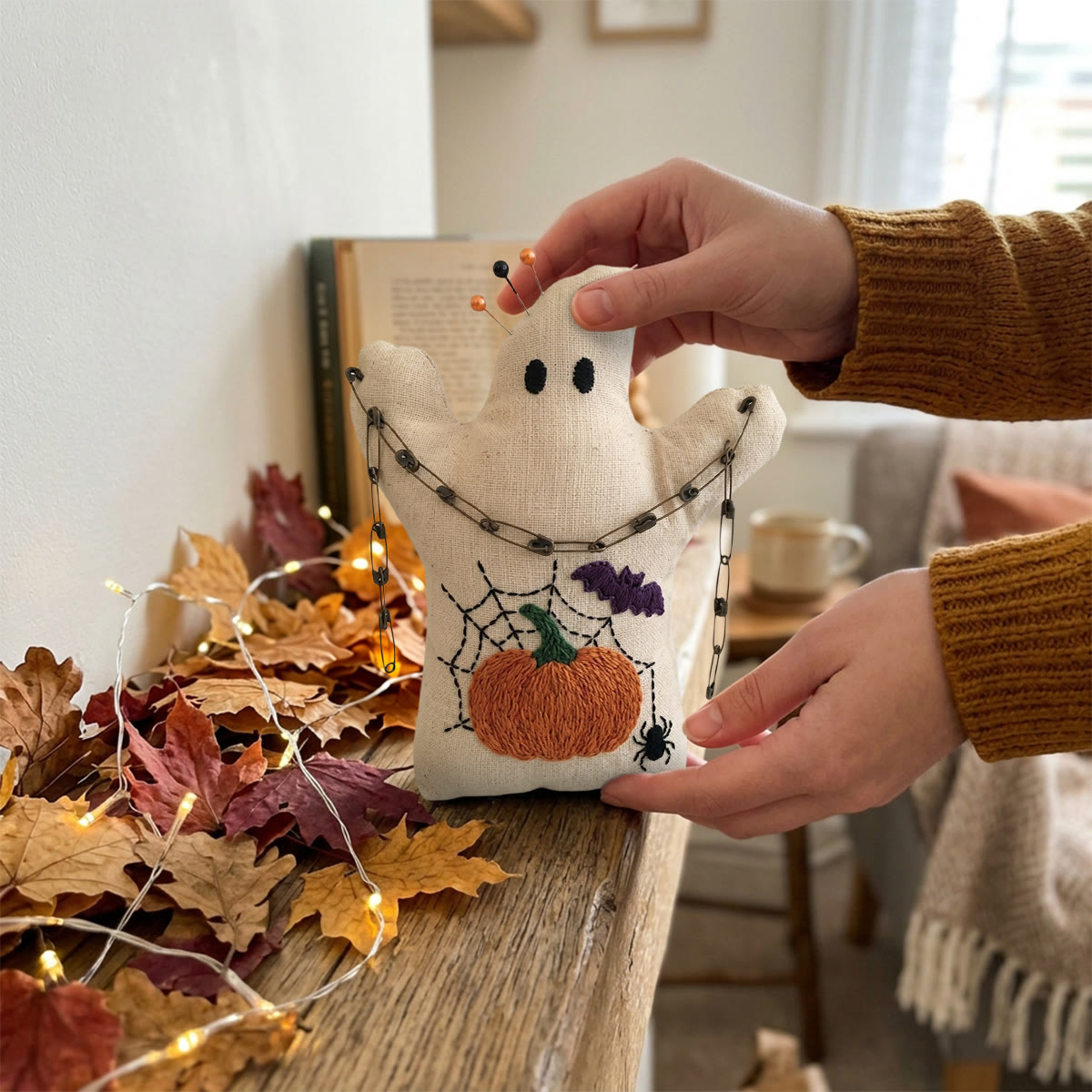 Rubbyoo Ghost Embroidery Kit - Cozy Harvest Season | Diy Autumn Halloween Room Decor | Beginner-friendly Design - image 6
