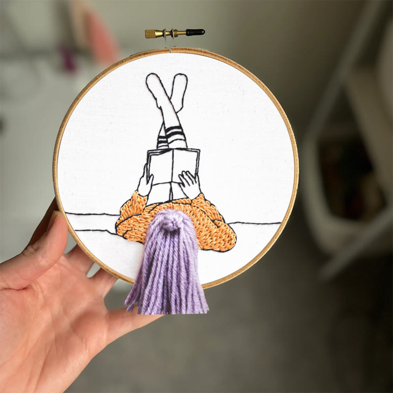 Rubbyoo Embroidery Kit - Reading Girl  | Creative Home Ornament | 3d Handmade Craft - image 3