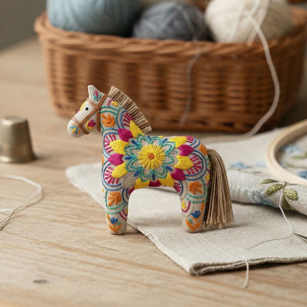 Rubbyoo Dala Horse Embroidery Kit - Kaleidoscope Floral Pattern | Eclectic Birthday Gift | Festival Fashion Accessory - image 6