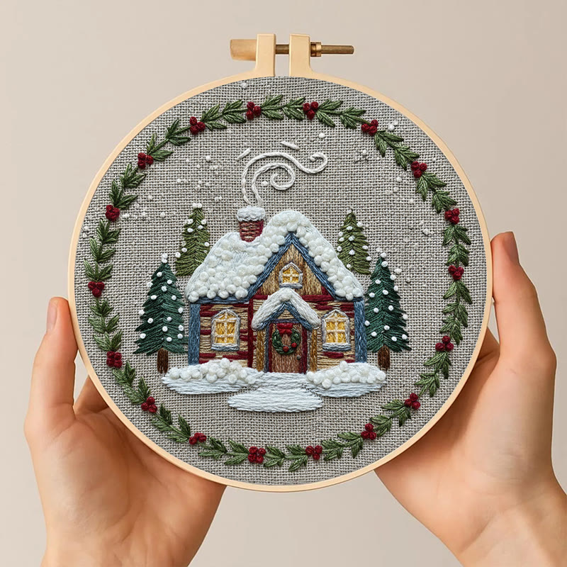 Rubbyoo Embroidery Kit - Winter Chalet | Christmas Stitch Artwork | Handmade Wall Decor - image 7
