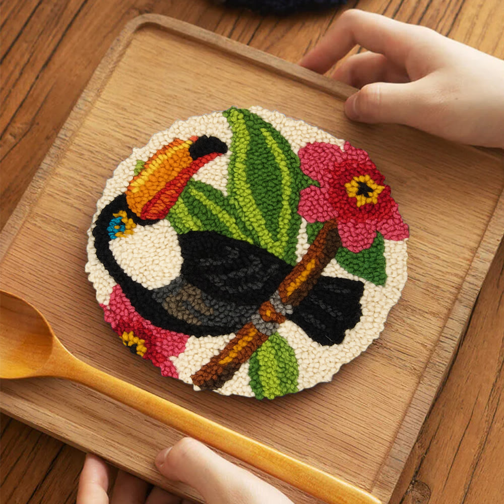 Toucan Bird Punch Needle Kit - Diy Animal Hoop Art | Nice Gifts For Bird Lovers  - image 11