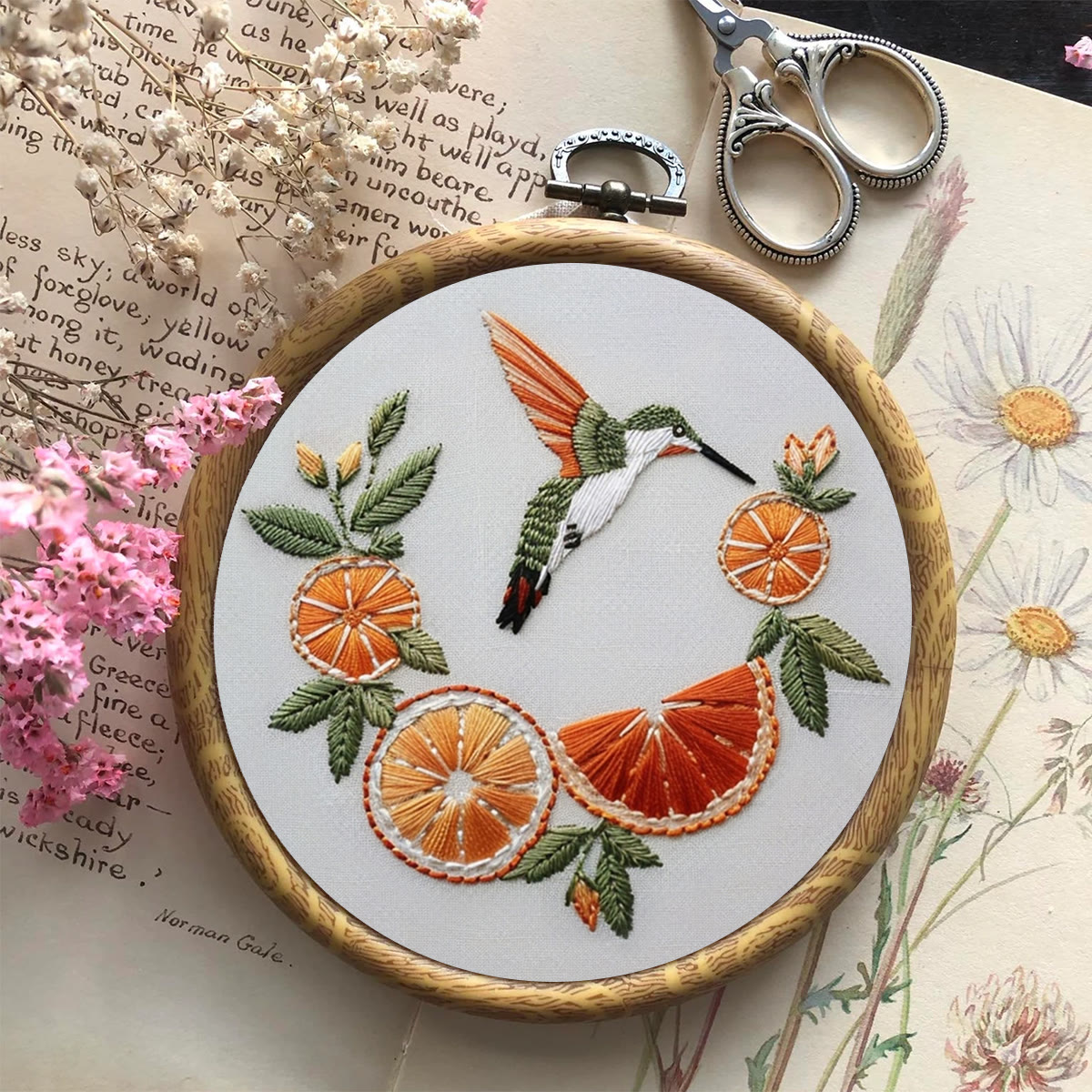 Rubbyoo Embroidery Kit-   Orange Hummingbird - image 9
