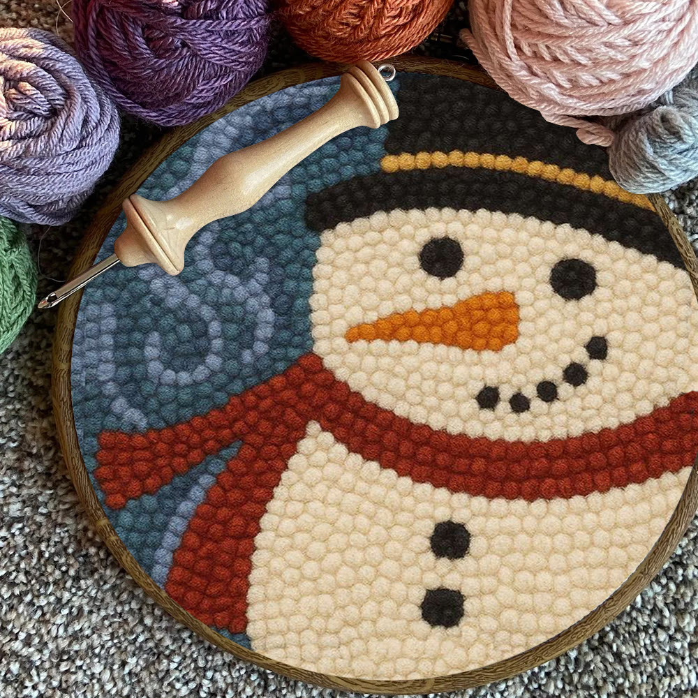 Christmas Snowman Punch Needle Kit - Diy Holiday Wall Decoration | Winter Yarn Craft - image 4