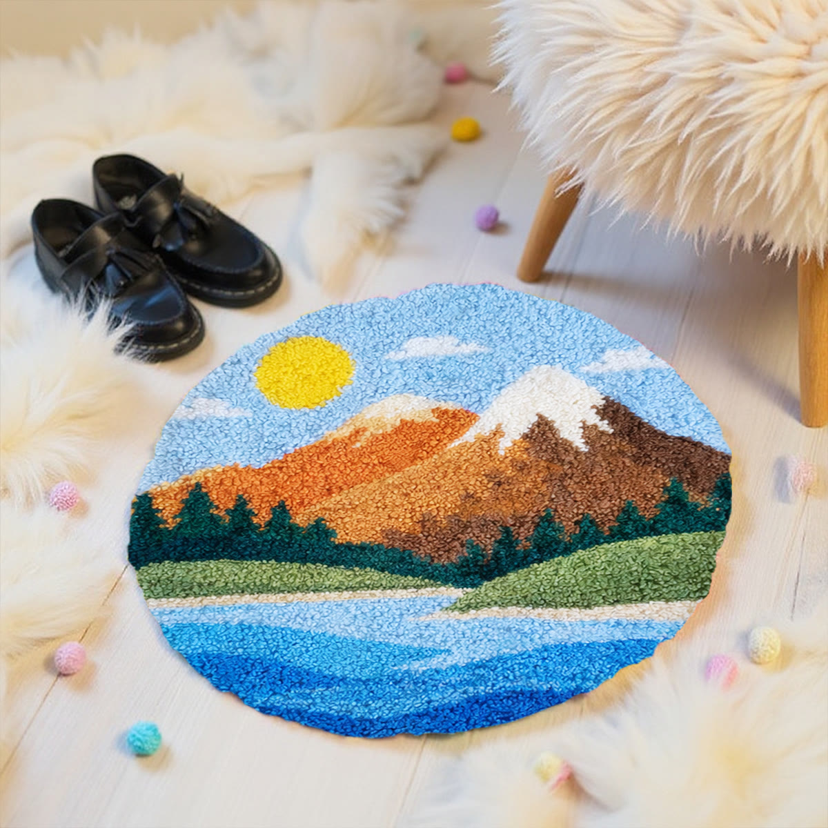Rubbyoo Latch Hook Rug Kit - Sunset Mountain | Diy Craft For Home Decor | Creative Yarn Craft - image 5