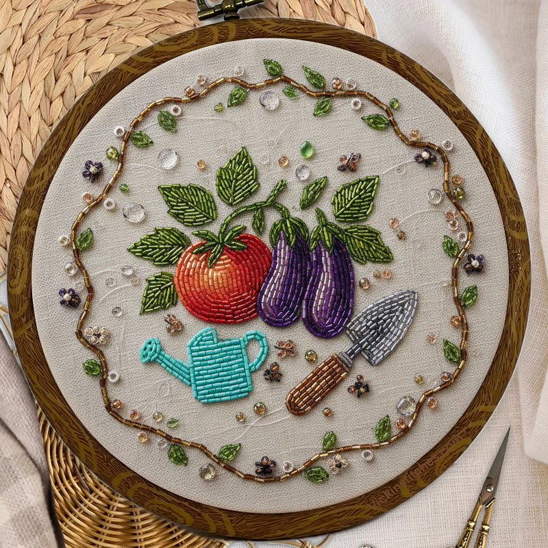 Rubbyoo Bead Embroidery Kit - Vegetable Planting | Easy Handmade Craft | Diy Decorative Hoop Art - image 11