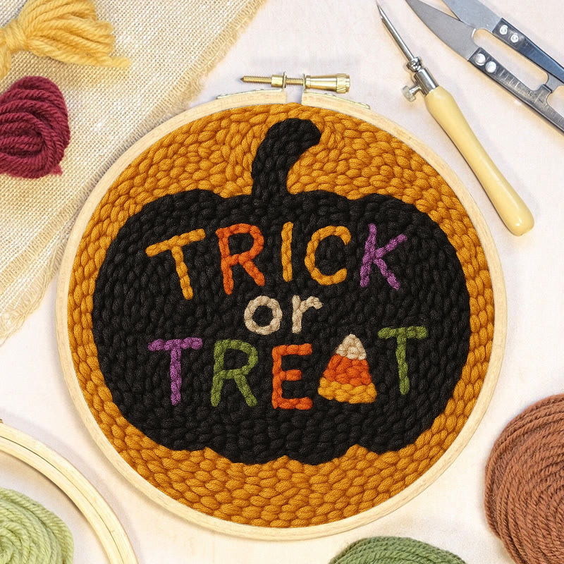 Trick Or Treat Punch Needle Kit - Creative Halloween Wall Decor | Diy Yarn Handmade Art - image 6