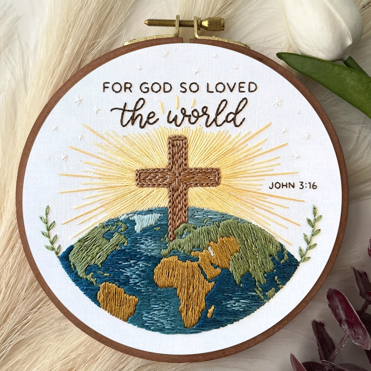 Rubbyoo Embroidery Kit - For God So Loved The World | Bible John 3:16 | Christian Devotional Gift - image 5