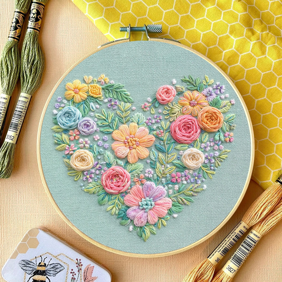 Rubbyoo Embroidery Kit - Blooming Love | Unique Floral Heart | Handmade Gifts For Mother - image 12