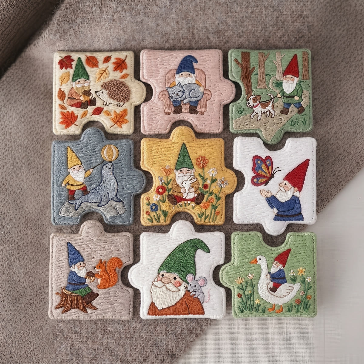 Rubbyoo Diy Magnet & Brooch Embroidery Puzzle Kit - Garden Gnome And Cute Animals | Good Luck Jewelry Gift For Her - image 5