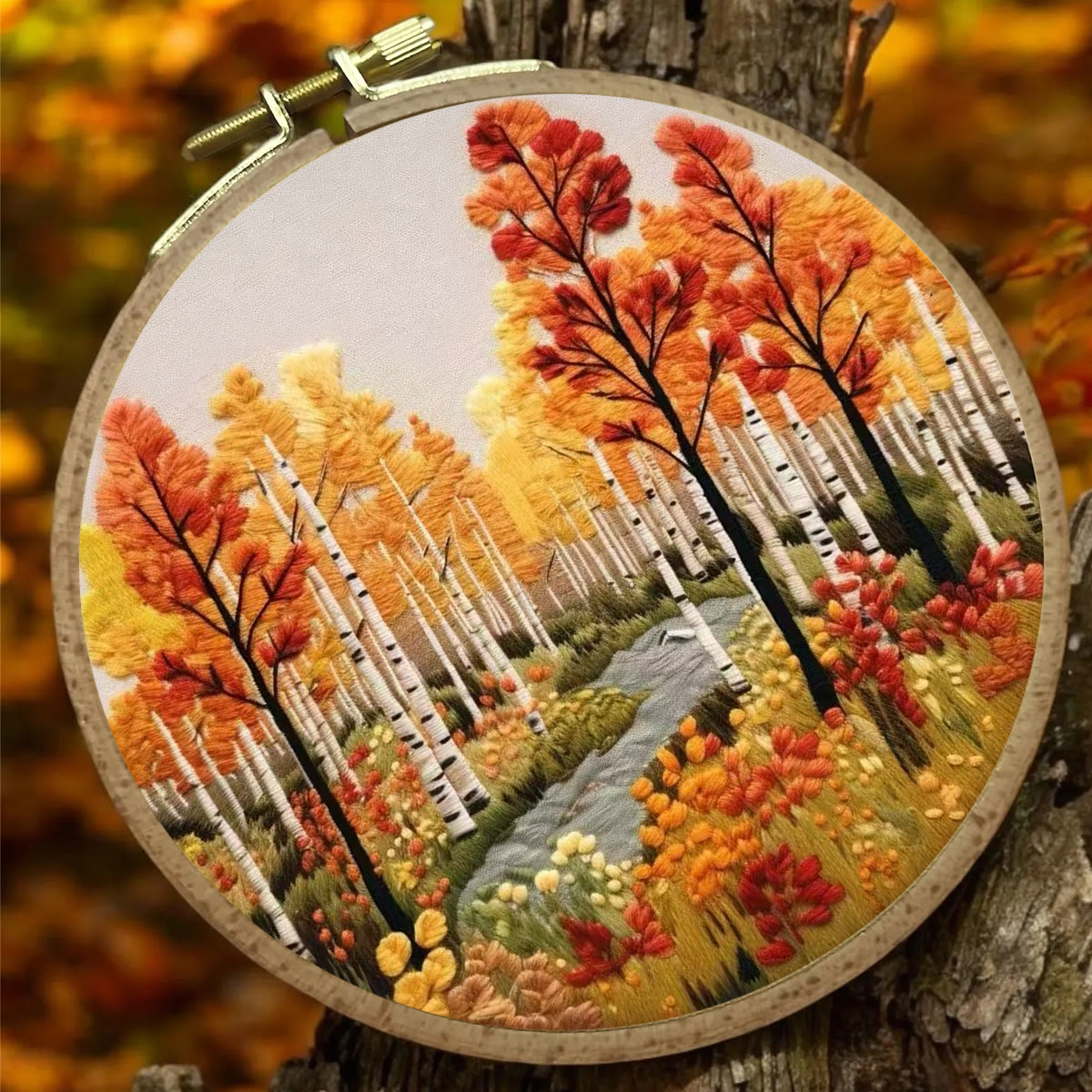 Rubbyoo Embroidery Kit - Autumn Street | Charming Landscape Craft | Perfect For Home Decor - image 6