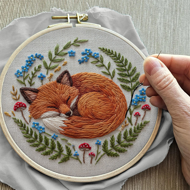 Rubbyoo Embroidery Kit - Sleeping Fox | Nature-inspired Handcrafted Art | Cozy Home Decor Piece - image 6